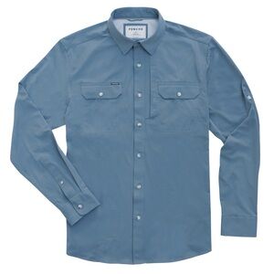 Poncho Men's The Bigeye Long Sleeve Shirt - Slim Fit - Slate Blue